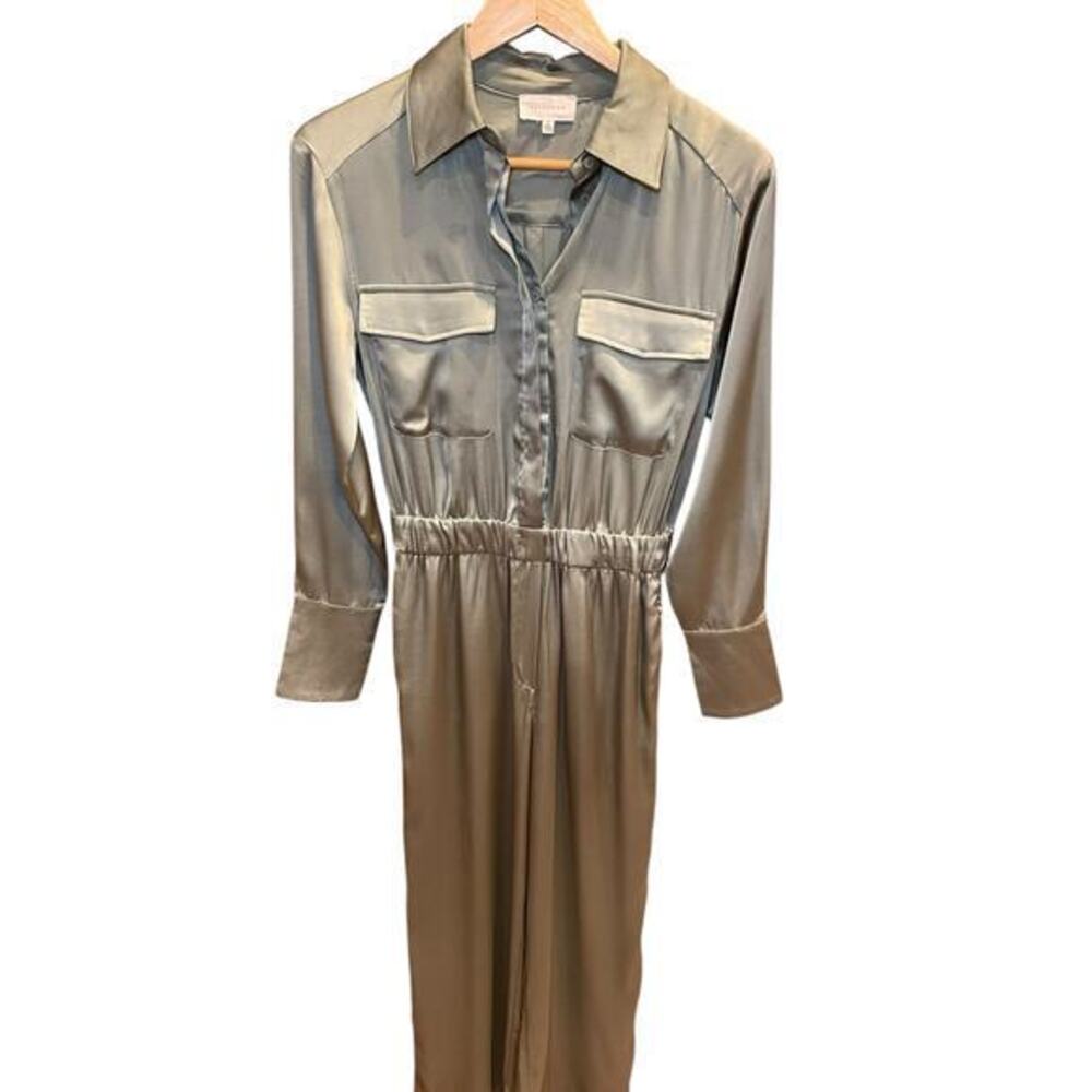 Nordstrom Brand, MELLODAY Long Sleeve Stain Utility Jumpsuit in Olive Size Small
